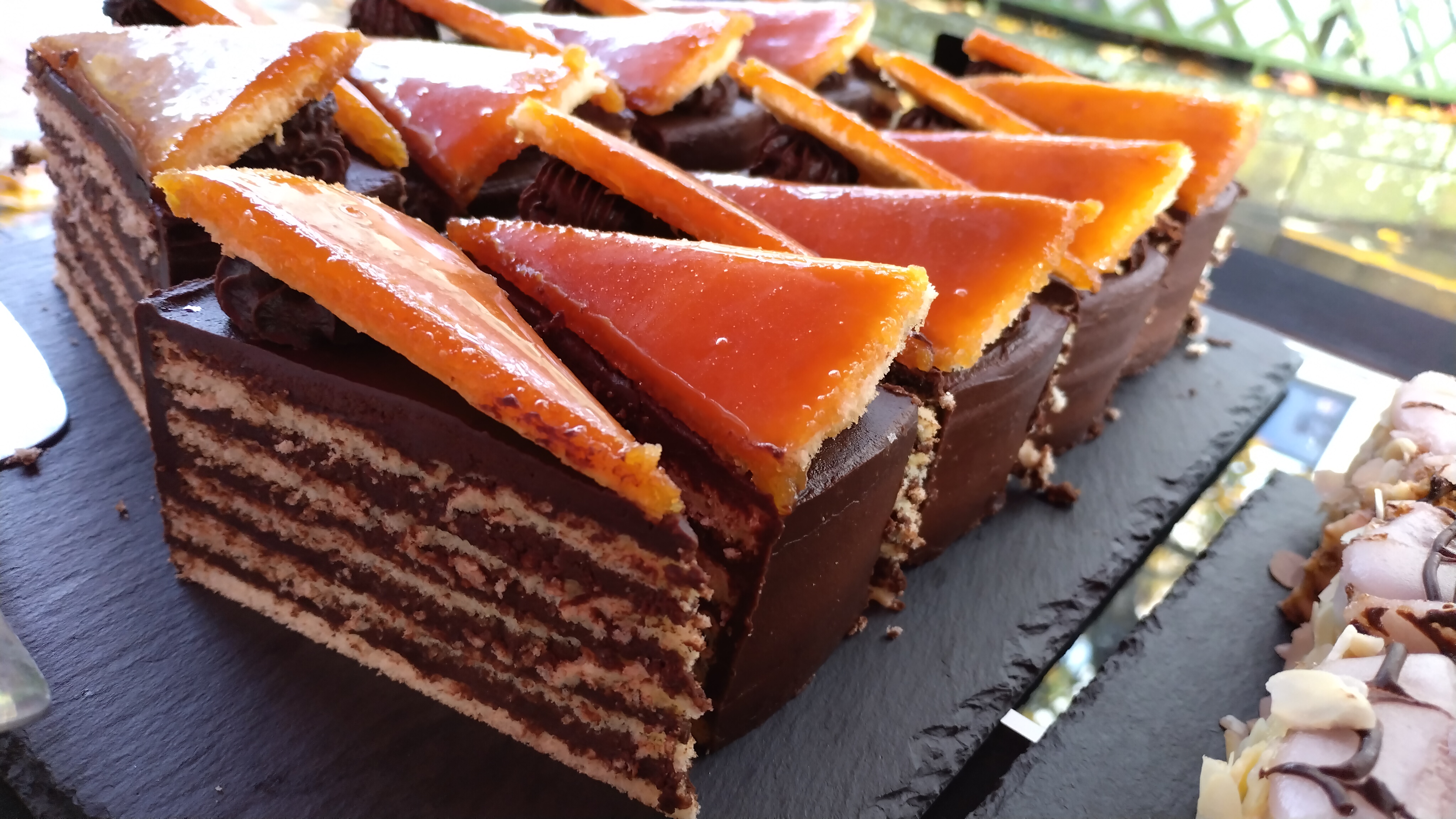 Dobos torte, famous Hungraian chocolate cake with crispy caramel